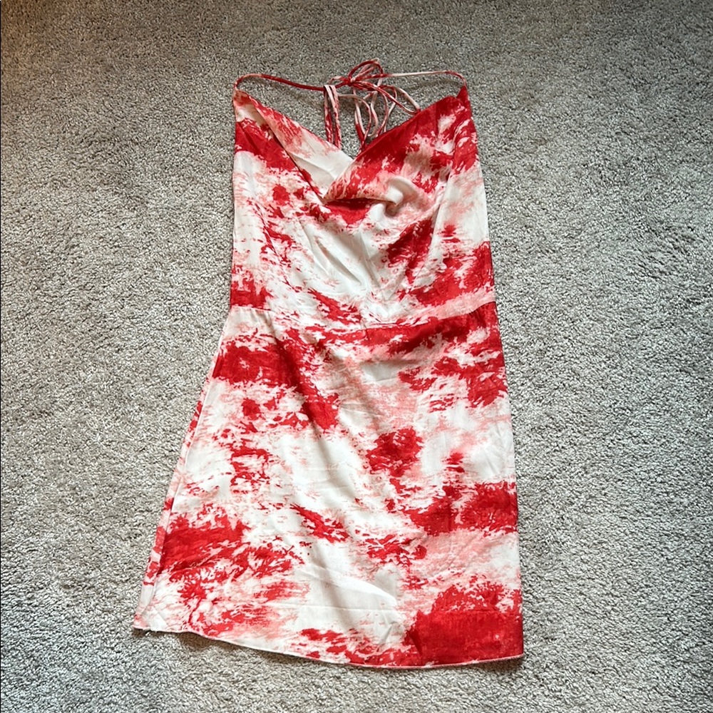 Red and White Tie-Dye Dress